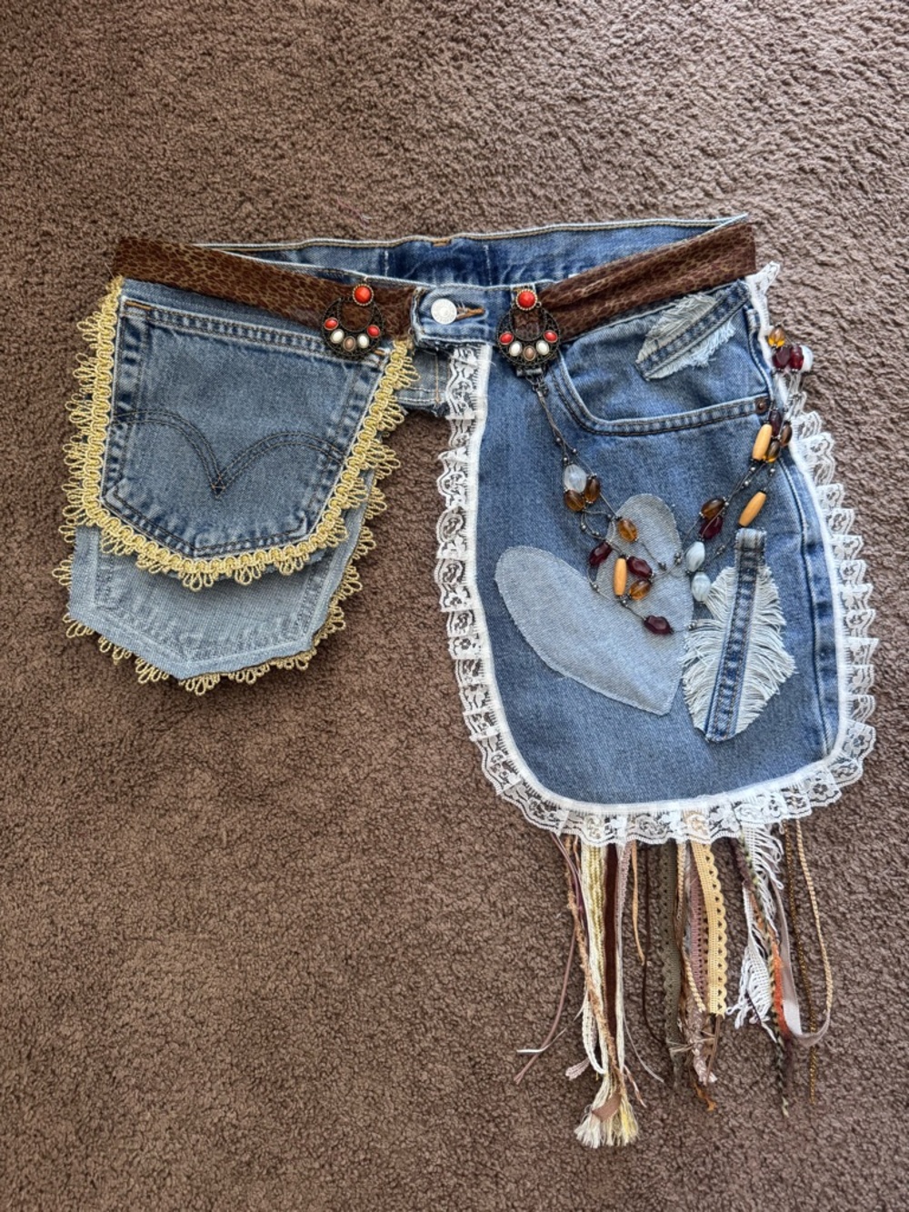 Custom Upcycled Denim Boho Fanny Belt - Picture 6 of 11